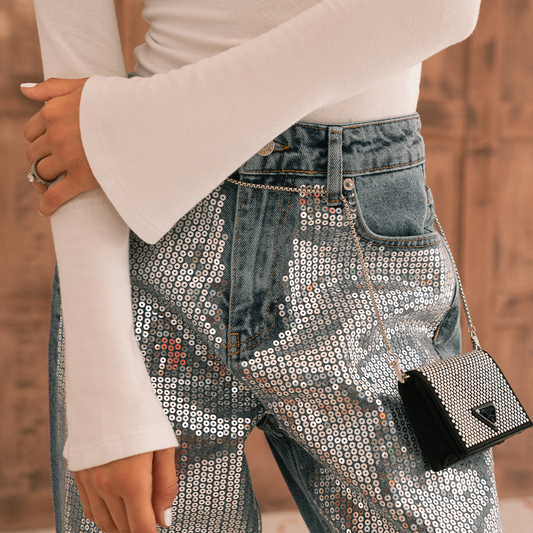 Blue Sequin Jeans